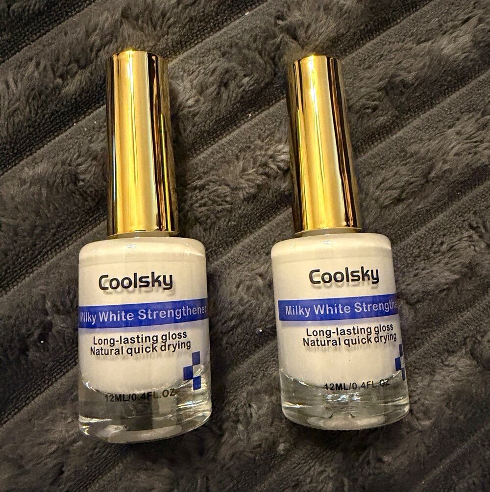 Coolsky Milky White Nail Strengthener Polish Lot of 2 Long-Lasting 12ml